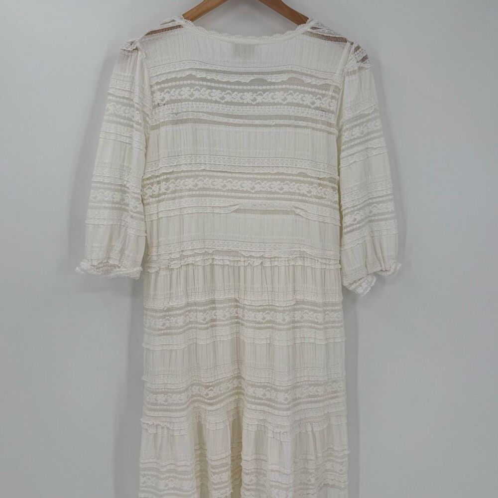 A Collective Story Tiered‎ Button Front Maxi Dress Women Large White Whimsical - Picture 6 of 11
